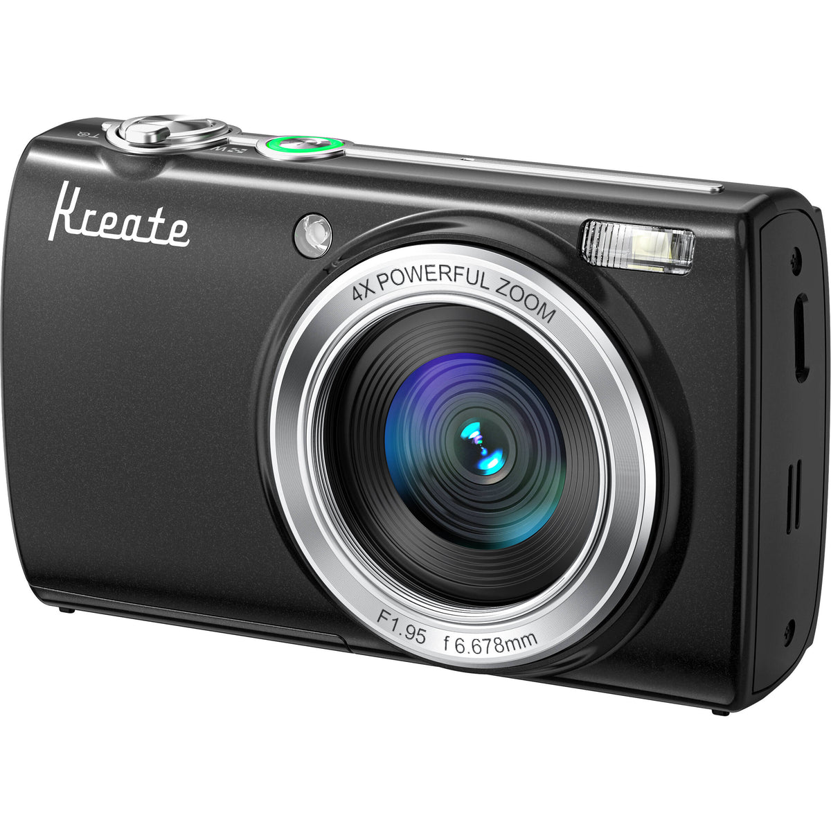 Cámara Digital Kreate KR48 Pantalla Táctil 4K Negra - vista lateral