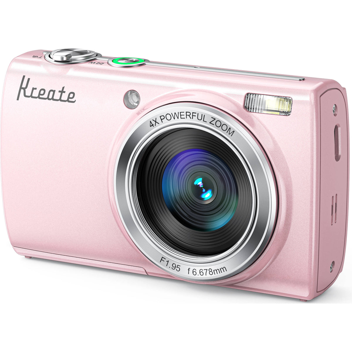 Cámara Digital Kreate KR48 Pantalla Táctil 4K Rosa - vista lateral