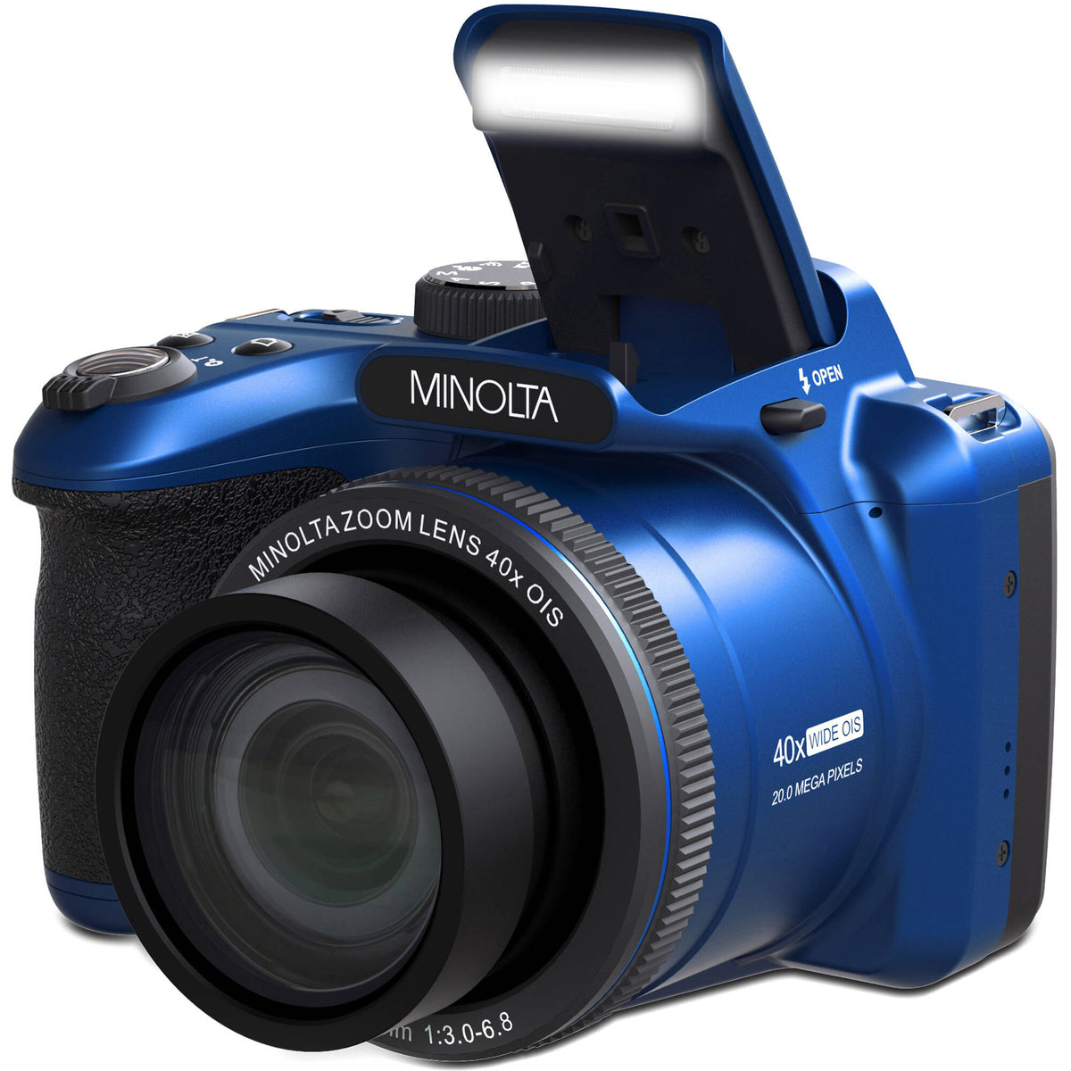 Cámara Digital Minolta MN40Z Zoom Óptico 40x 24-960mm Azul - vista lateral