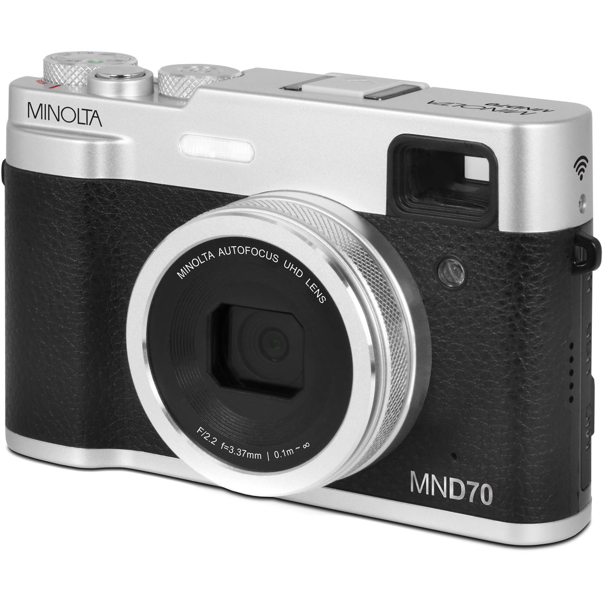 Cámara Digital Minolta MND70 con Visor Óptico 48MP Plateada - contenido de la caja