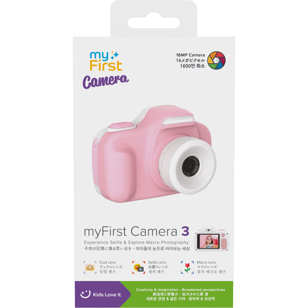 Cámara Digital myFirst Kids 3 para Niños 16MP Rosa - vista trasera
