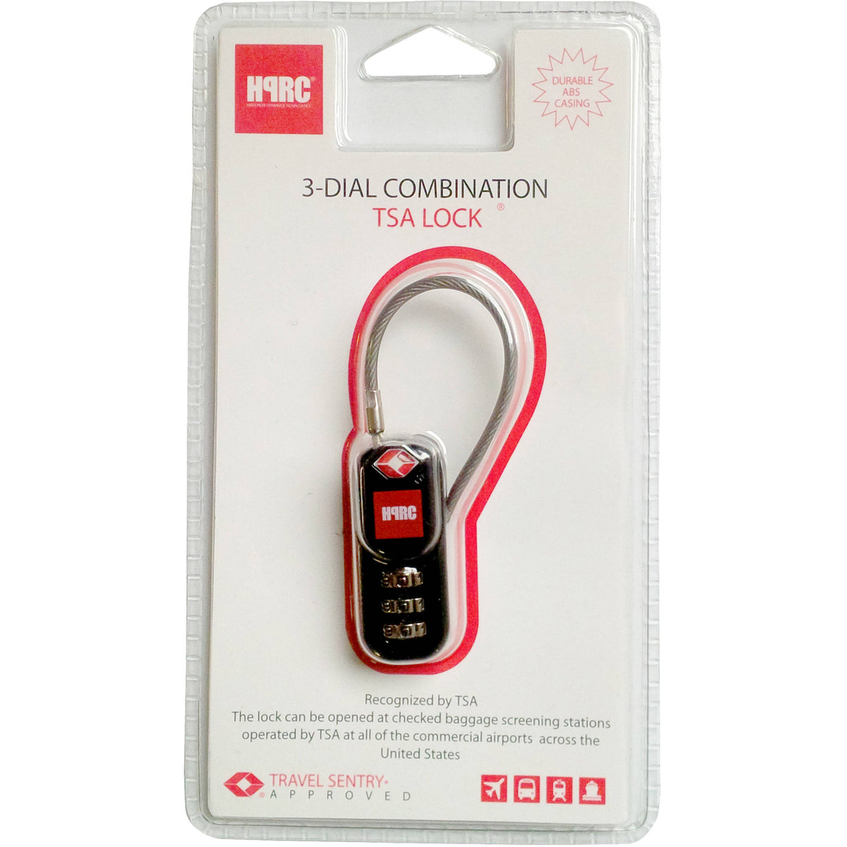 Candado HPRC TSA para all resina rígida (Negro) - vista frontal