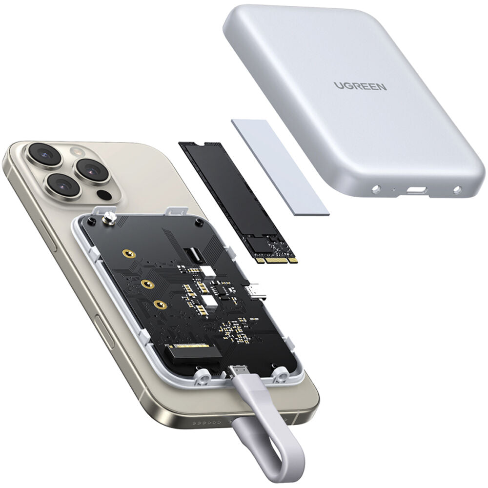 Carcasa de Disco UGREEN Magnética SSD M.2 NVMe MagSafe USB-C 10Gb/s - vista frontal