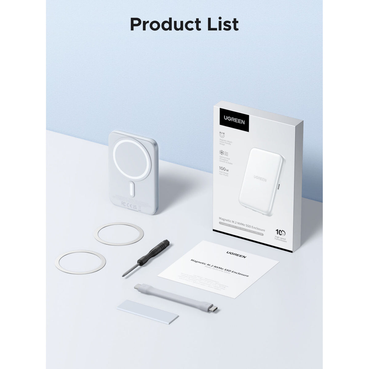 Carcasa de Disco UGREEN Magnética SSD M.2 NVMe MagSafe USB-C 10Gb/s - vista trasera