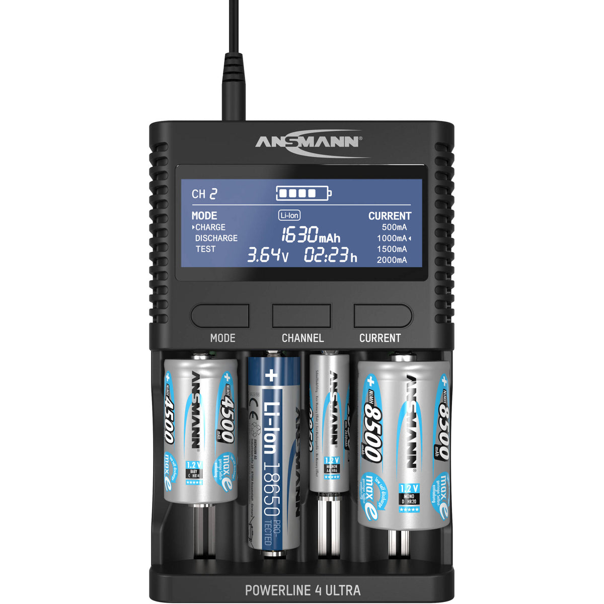 Cargador Ansmann Powerline 4 Ultra para NiMH & Lithium Cells - puertos y conexiones