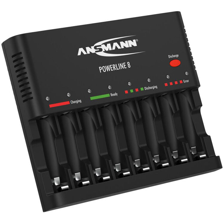 Cargador Ansmann Powerline 8 bahías para AA / AAA NiMH recargables (Negro) - vista trasera