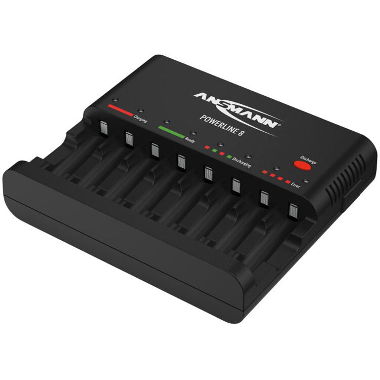 Cargador Ansmann Powerline 8 bahías para AA / AAA NiMH recargables (Negro) - vista lateral