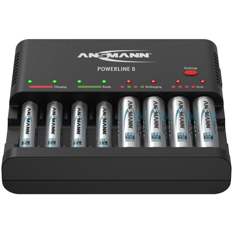 Cargador Ansmann Powerline 8 bahías para AA / AAA NiMH recargables (Negro) - contenido de la caja