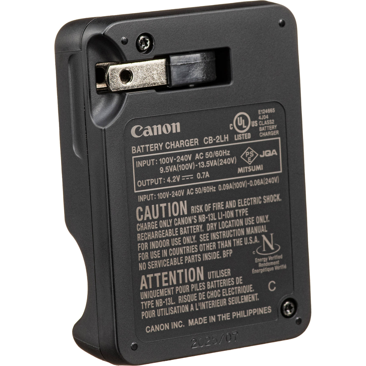 Cargador Canon CB-2LH para NB-13L Li-Ion - puertos y conexiones