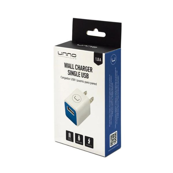 Cargador Pared Unno Tekno 1 Puerto + Usb 5V 1Amp PW5051WT