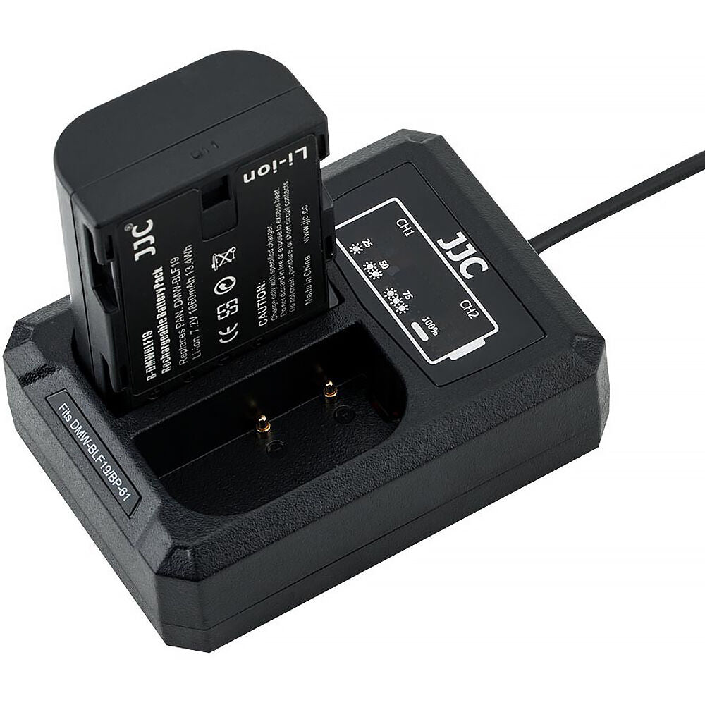 Cargador JJC DCH-BLF19E Dual - contenido de la caja