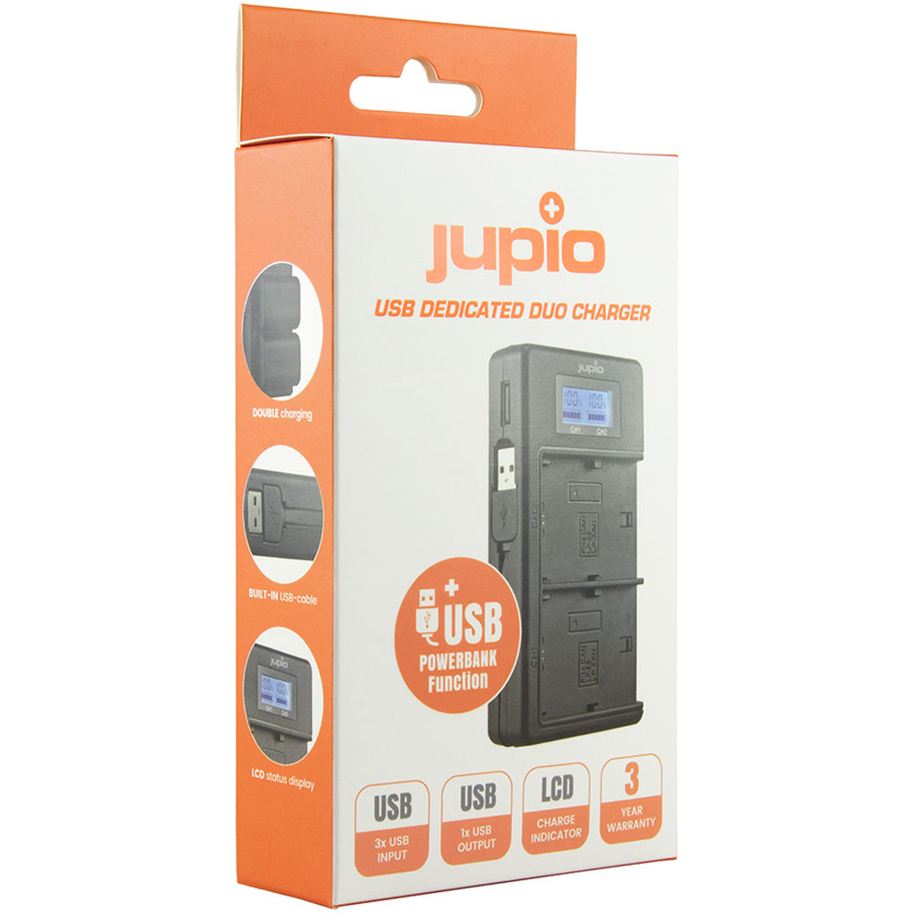 Cargador Jupio USB Dedicated Duo para Canon LP-E6 - vista lateral