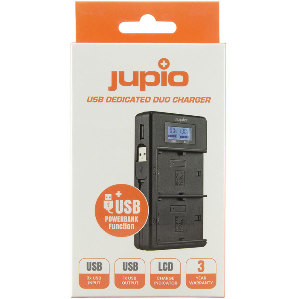 Cargador Jupio USB Dedicated Duo para Panasonic DMW-BLF19E - vista frontal