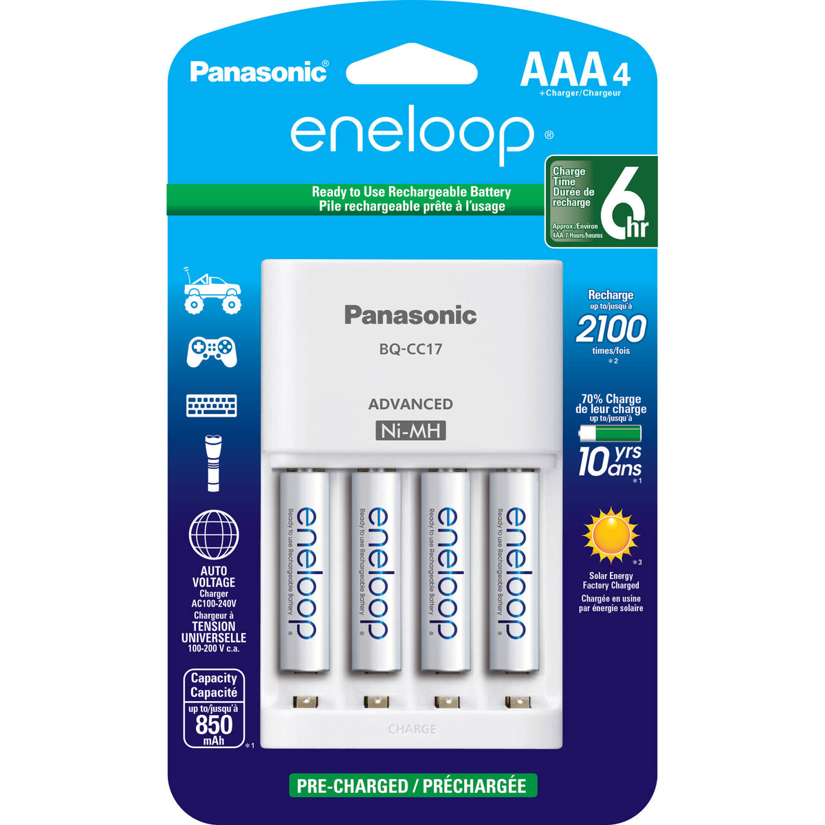 Cargador Panasonic eneloop Kit con 4-Pack AAA Ni-MH - vista principal