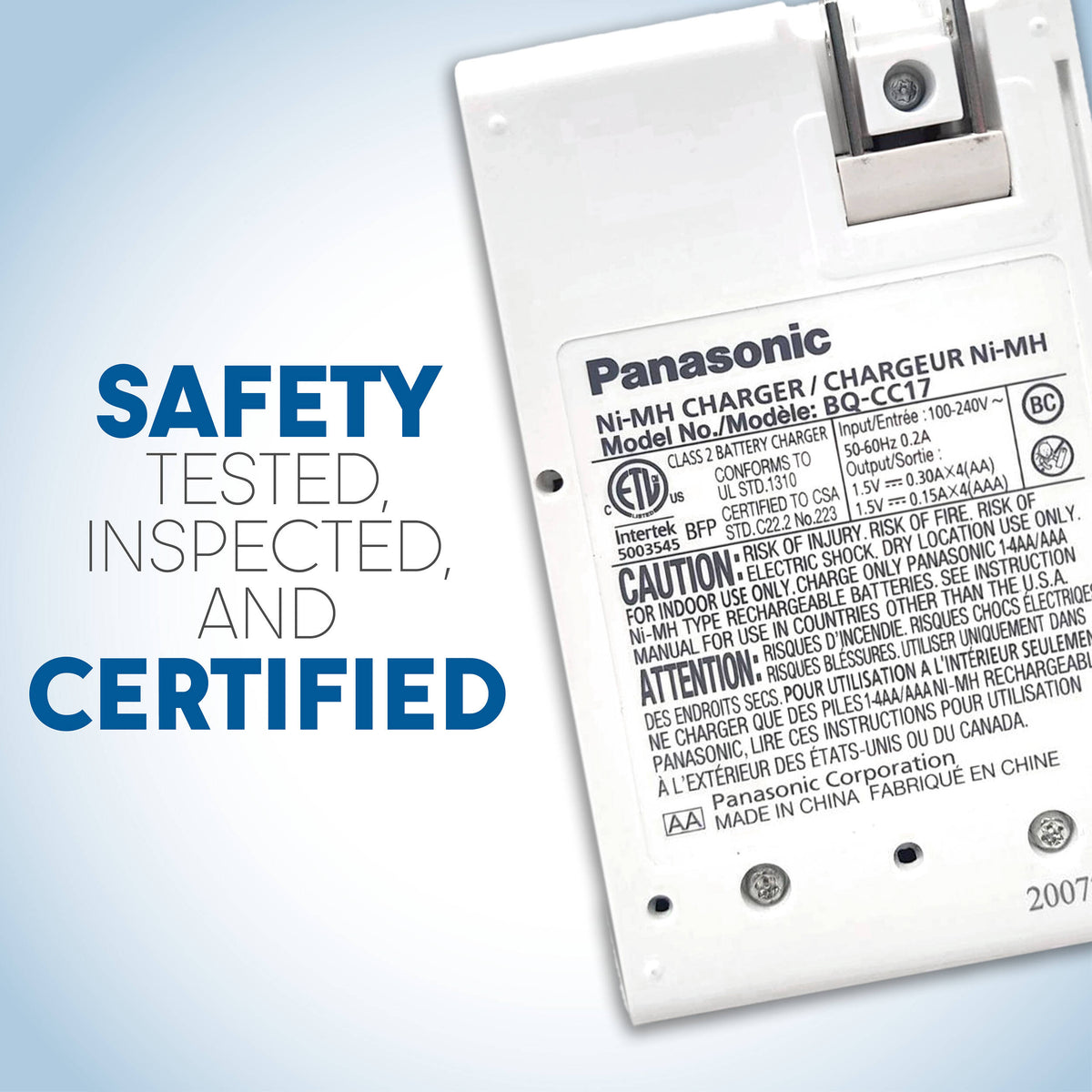 Cargador Panasonic eneloop Kit con 4-Pack AAA Ni-MH - puertos y conexiones