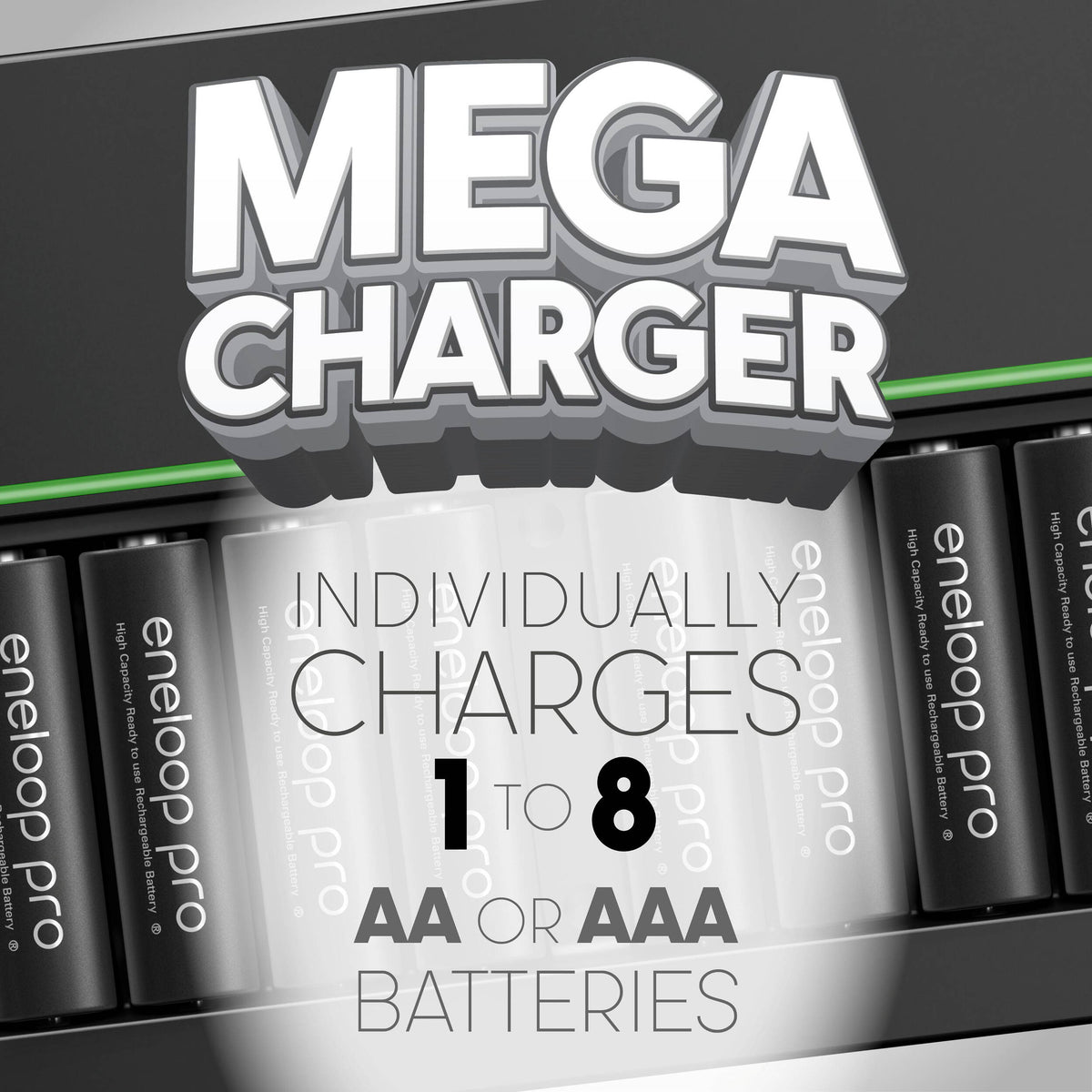 Cargador Panasonic eneloop pro Rechargeable Ni-MH con (8 AA ) - vista frontal