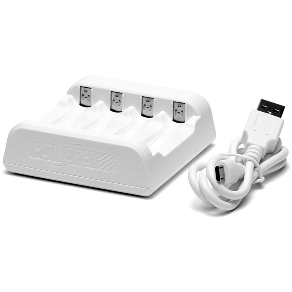 Cargador Powerex MH-C401U USB Smart con 4 Powerex Pro NMH - vista trasera
