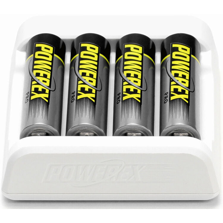 Cargador Powerex MH-C401U USB Smart con 4 Powerex Pro NMH - vista lateral