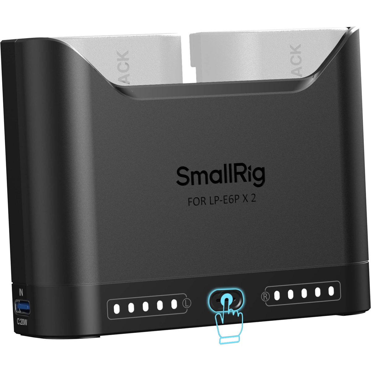 Cargador SmallRig LP-E6P Camera Double Bay - puertos y conexiones