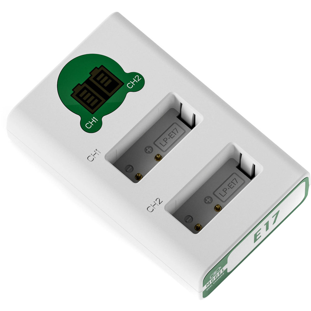 Cargador Tilta 2-Channel para LP-E17 (Forest Green) - vista lateral