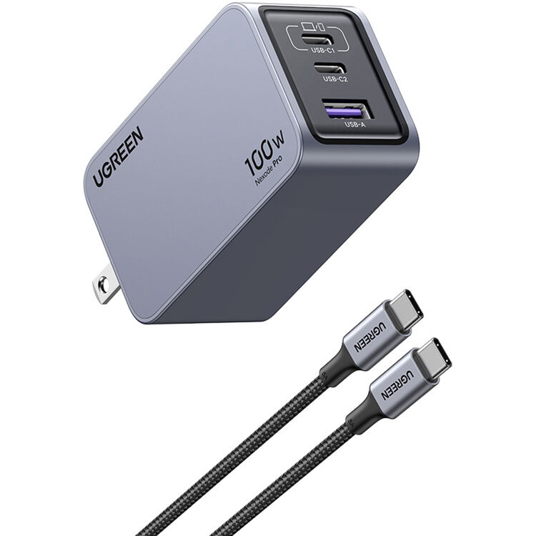 Cargador UGreen Nexode 100W GaN Carga Rapida - vista frontal