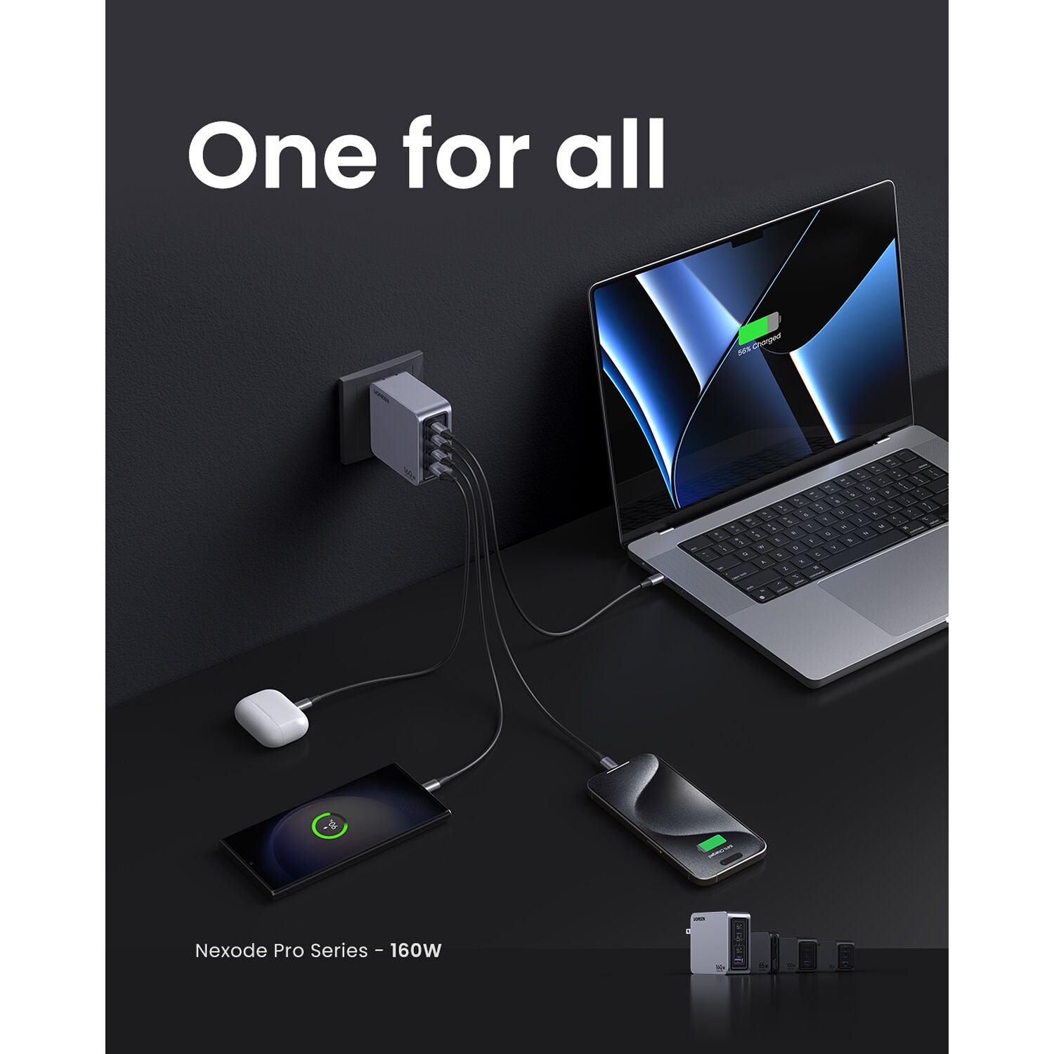 Cargador UGREEN Nexode Pro 160W GaN 4 Puertos USB-C y USB-A - contenido de la caja