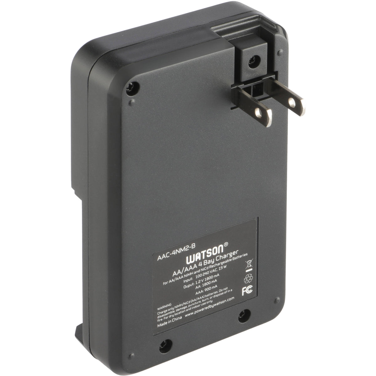 Cargador Watson 4 bahías para AA/AAA con 4-Pack AA NiMH recargables - puertos y conexiones