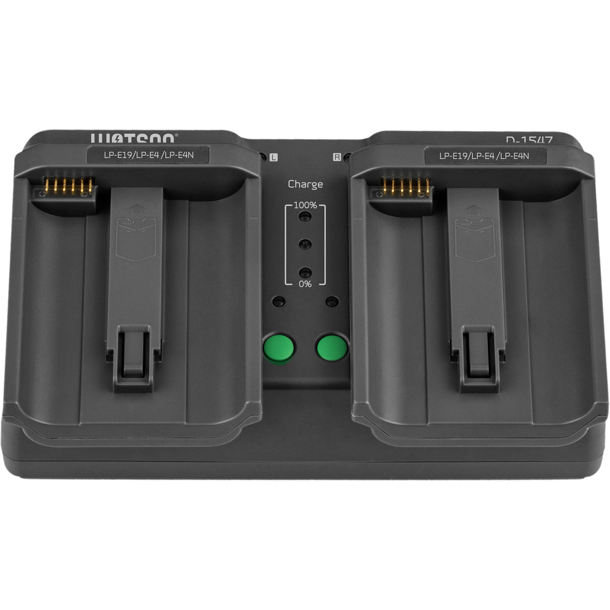 Cargador Watson Duo para Canon LP-E19, LP-E4, y LP-E4N - vista frontal