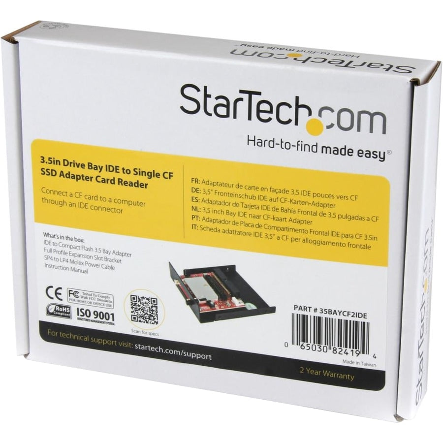 Control de Acceso StarTech.com StarTech 3.5in Drive Bay IDE to Single CF SSD Adapter Card Reader - vista 6