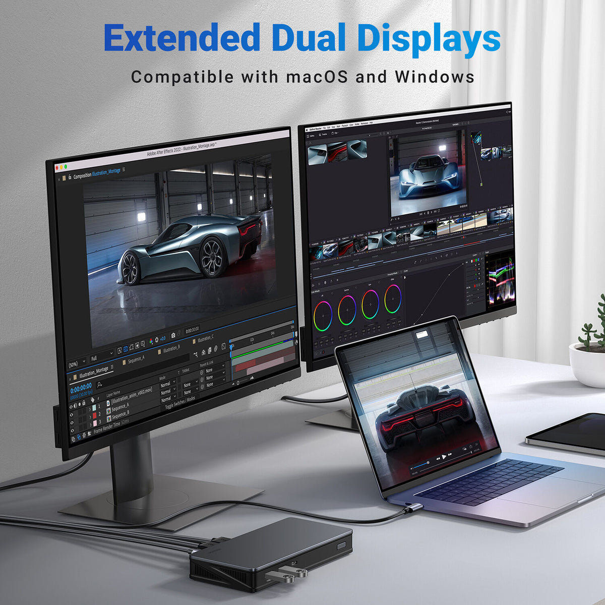 Docking Station UGREEN 9 en 1 Doble Monitor 4K 60Hz con Ethernet - contenido de la caja