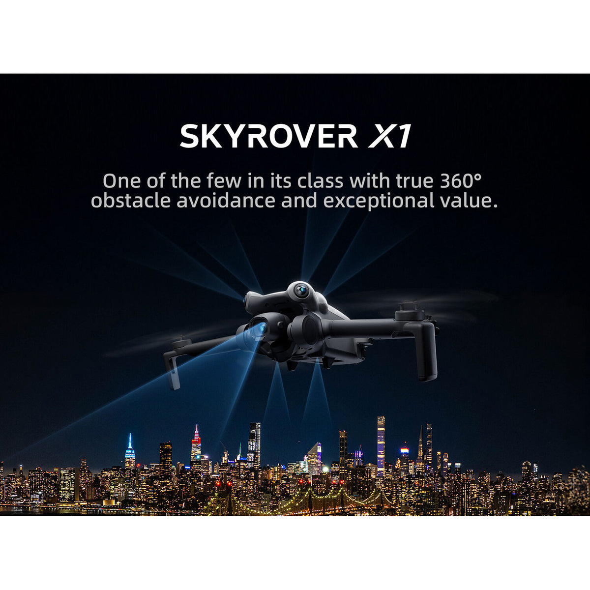 Dron SKYROVER X1 Fly More Combo con Control de Pantalla Gris