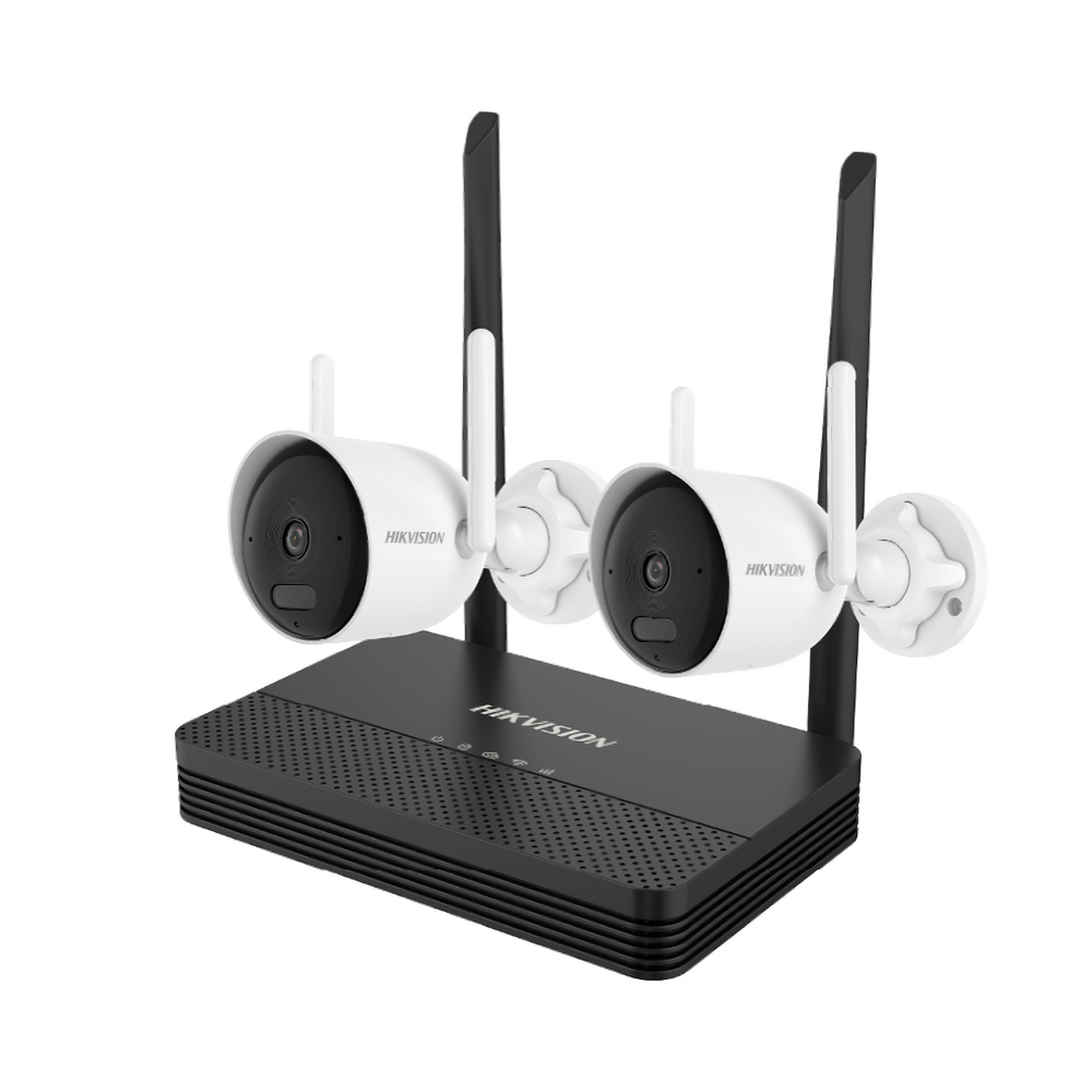 KIT 2 Cámaras Bala 2 Megapíxeles Hikvision DS-J142I/NKS422WBH 512 GB