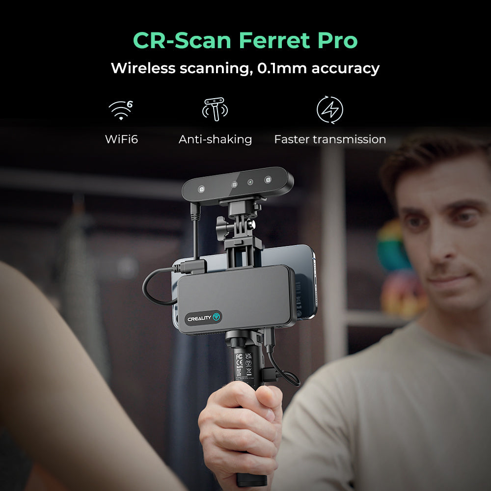 Escáner 3D Creality CR-Scan Ferret Pro: precisión de 0,1 mm, WiFi 6, imagen 3D anti-vibración y color de 24 bits. Escane