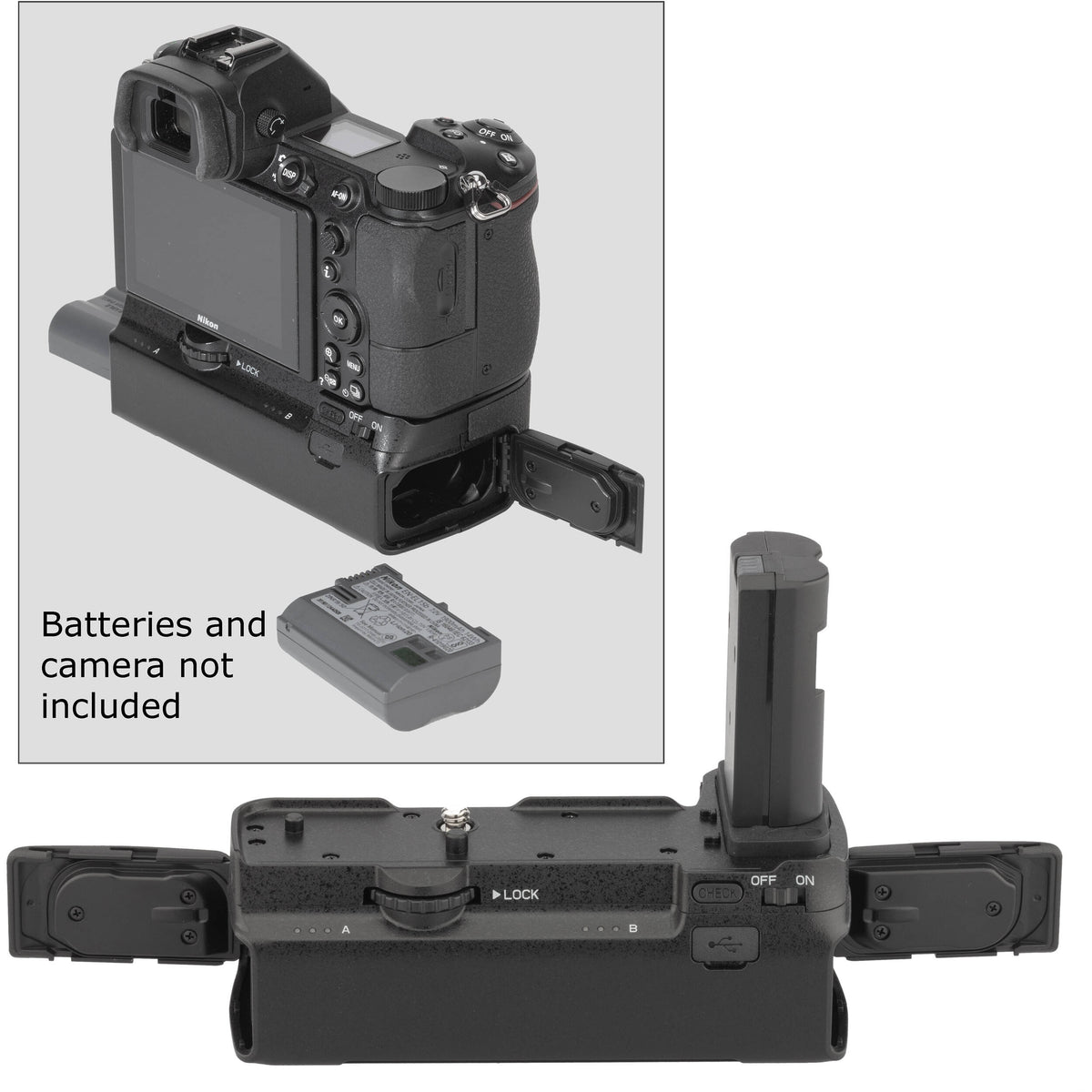 Empuñadura Vello BG-N21 para Nikon Z 5, Z 6, Z 6 II, Z 7, y Z 7 II - en uso