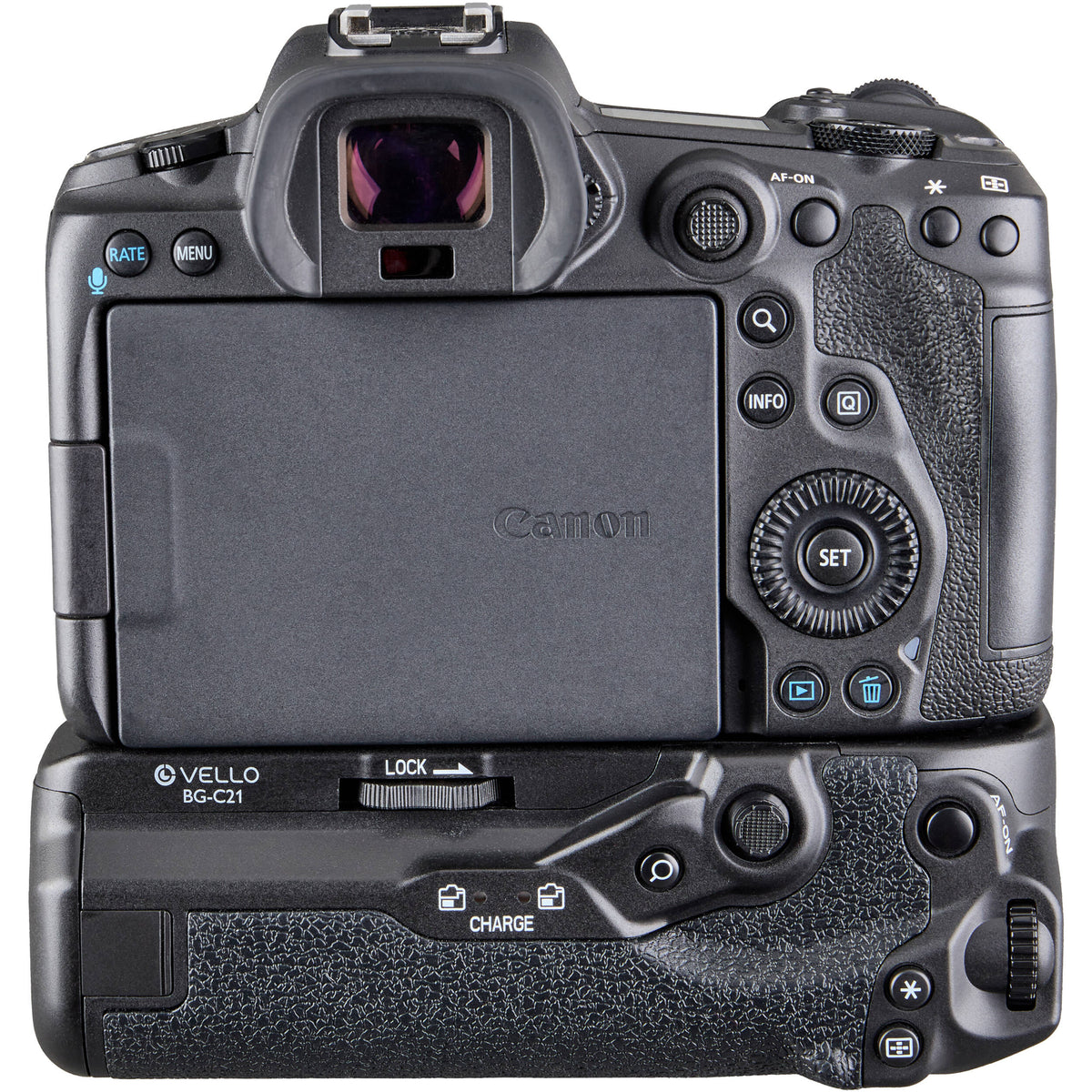 Empuñadura Vello para Canon EOS R5, R5 II, R6, R6 II, y R6 III - en uso