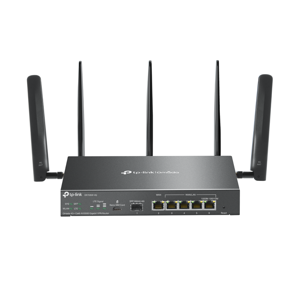 Router VPN Gigabit Omada 4G+ Cat6 Wi-Fi TP-Link ER706W-4G