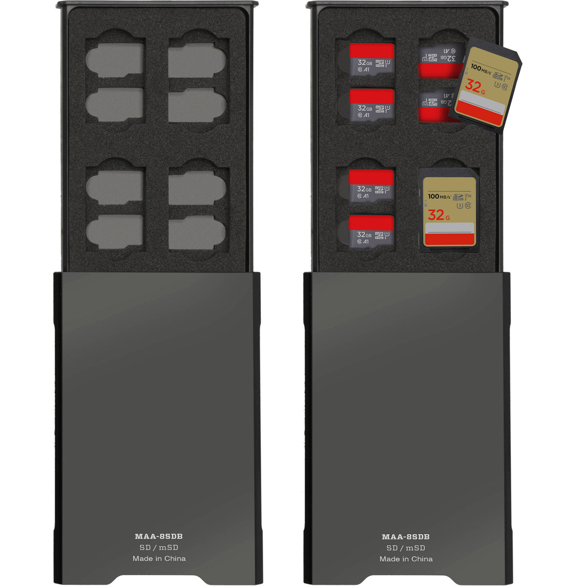 Estuche para Tarjetas Ruggard LEDA Aluminum para 8 SD y 8 microSD - vista trasera