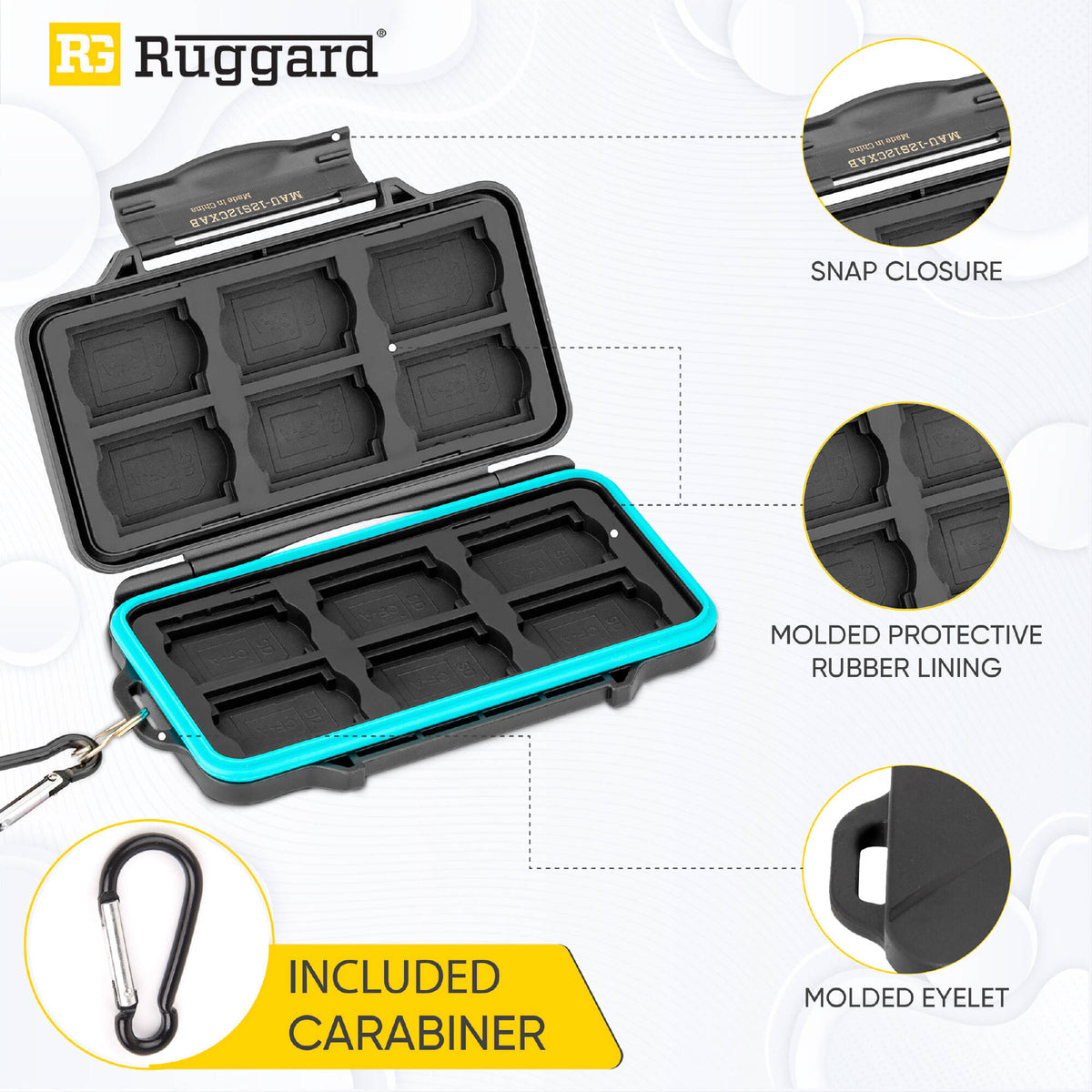 Estuche para Tarjetas Ruggard Leda para CFexpress Type-A & SD (Negro) - vista lateral