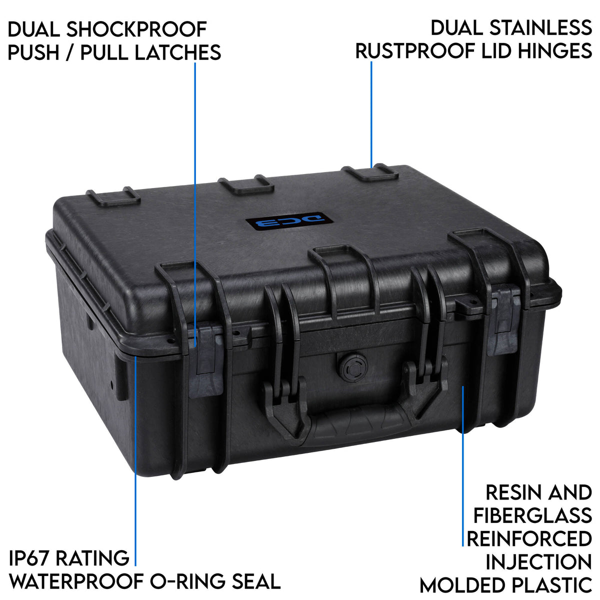 Estuche Rígido DCB Cases Element 4795F Waterproof utilitario con espuma cortada en cubos - detalle
