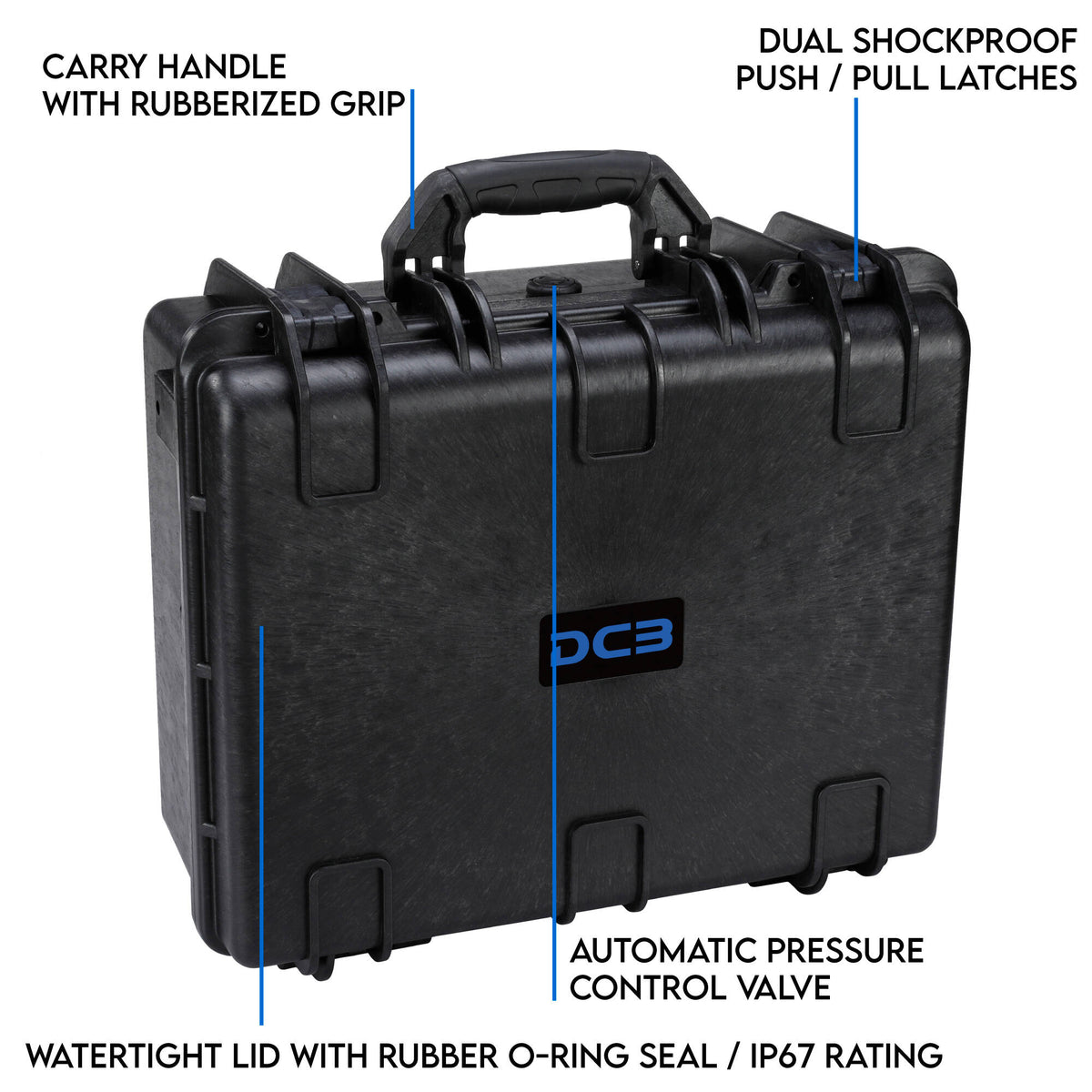 Estuche Rígido DCB Cases Element 4795F Waterproof utilitario con espuma cortada en cubos - en uso