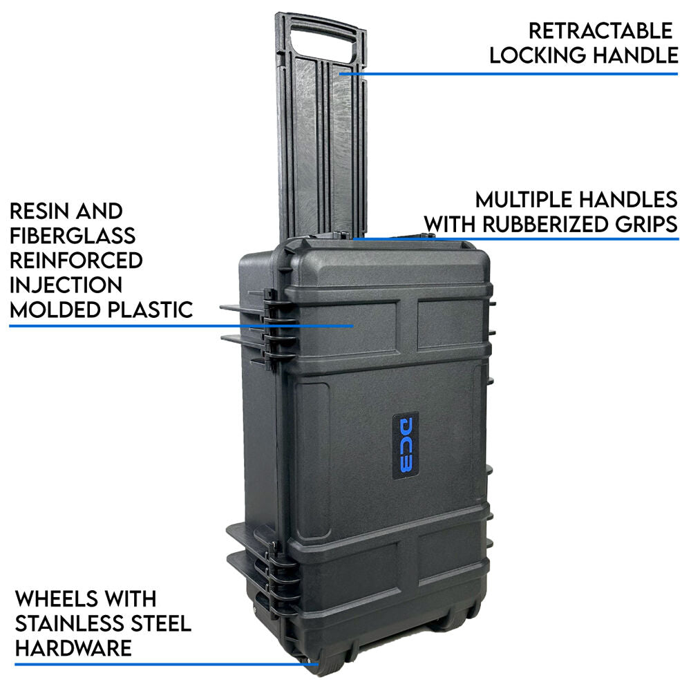 Estuche Rígido DCB Cases Element 5453F con ruedas utilitario con espuma cortada en cubos - vista lateral