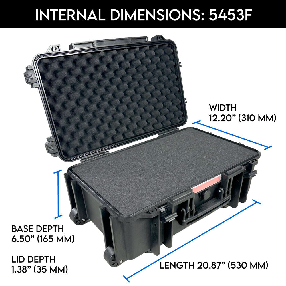 Estuche Rígido DCB Cases Element 5453F con ruedas utilitario con espuma cortada en cubos - contenido de la caja