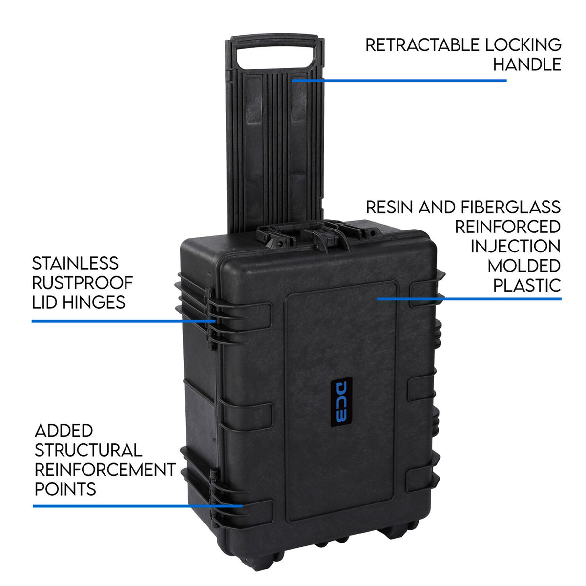 Estuche Rígido DCB Cases Element 6104 con ruedas utilitario - contenido de la caja
