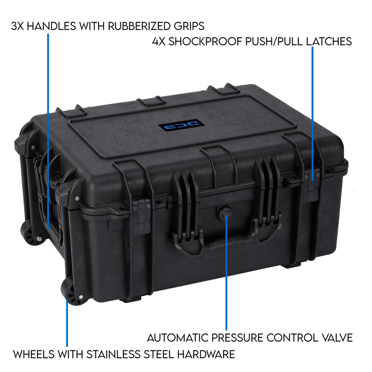 Estuche Rígido DCB Cases Element 6104F con ruedas utilitario con espuma cortada en cubos - detalle
