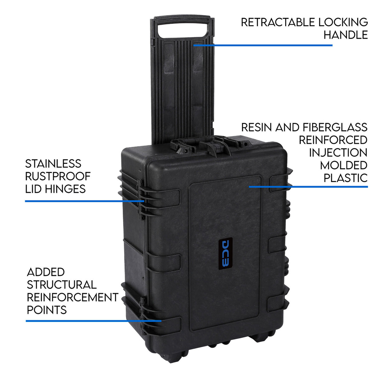 Estuche Rígido DCB Cases Element 6104F con ruedas utilitario con espuma cortada en cubos - contenido de la caja