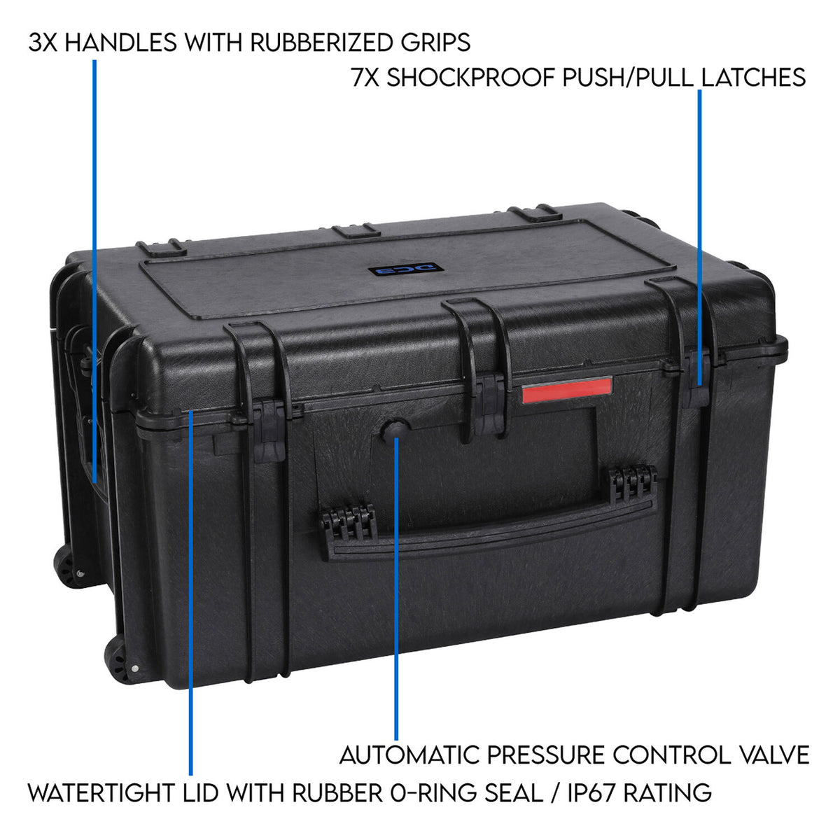 Estuche Rígido DCB Cases Element 8505F con ruedas utilitario con espuma cortada en cubos - detalle