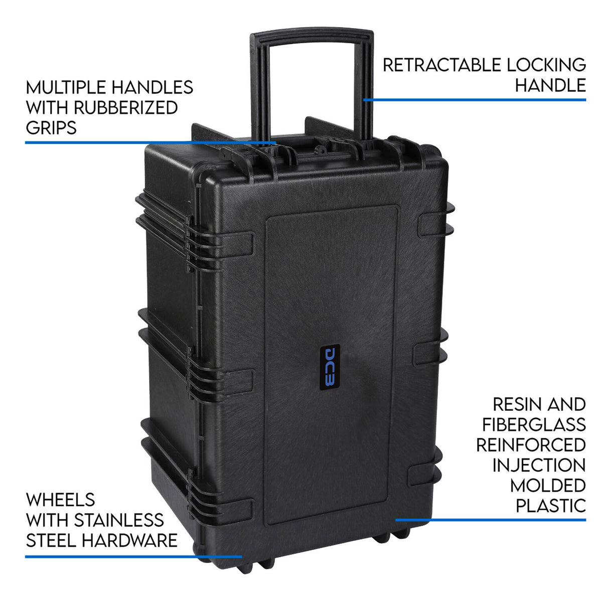Estuche Rígido DCB Cases Element 8505F con ruedas utilitario con espuma cortada en cubos - contenido de la caja