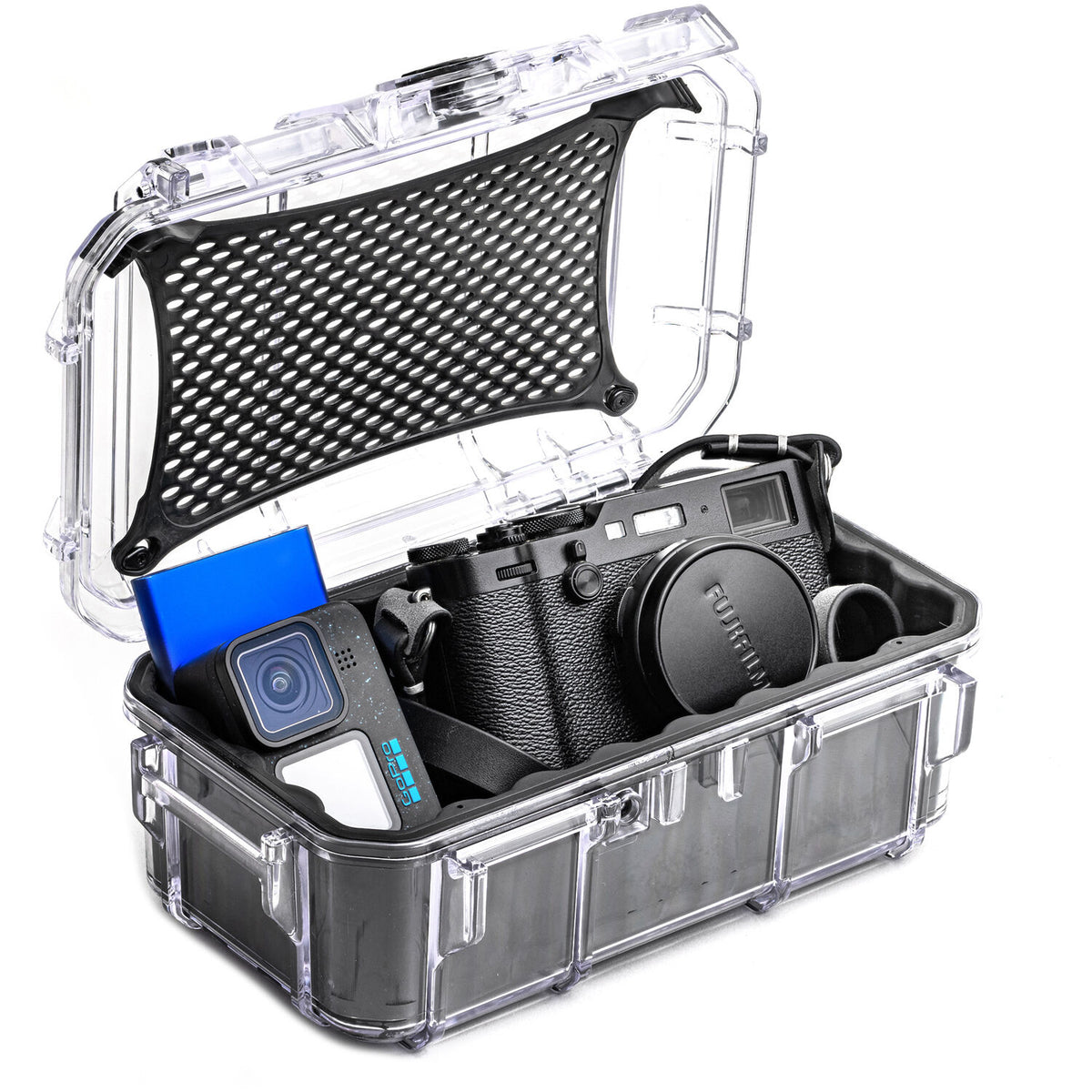 Estuche Rígido Evergreen Cases Tech con Rubber Liner (Clear, Grande) - vista lateral
