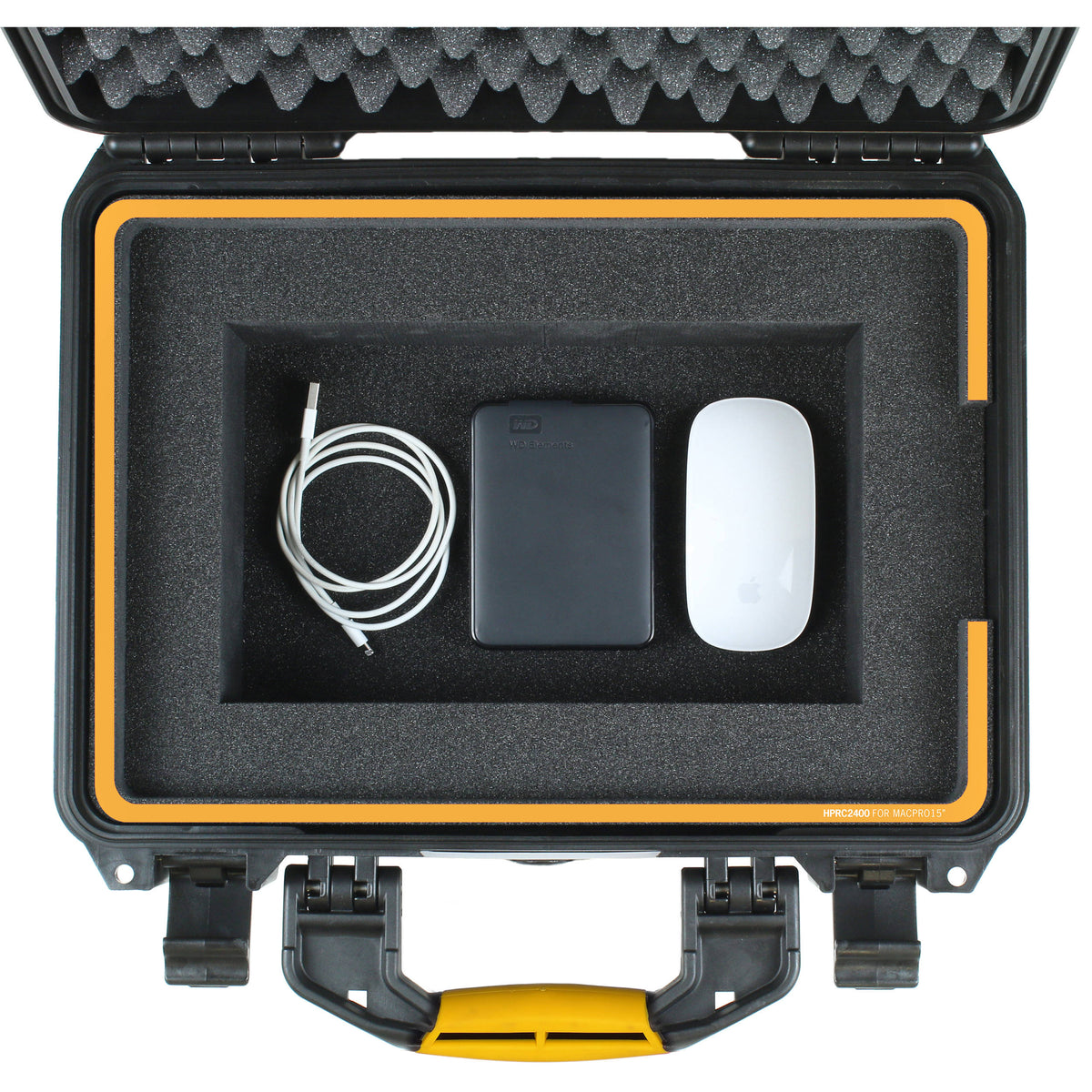 Estuche Rígido HPRC 2400 con espuma para MacBook Pro 15" y Accessories (Negro) - puertos y conexiones