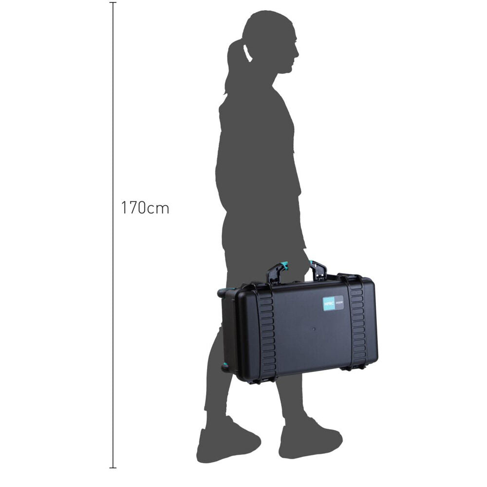 Estuche Rígido HPRC 2550 con ruedas con Interior espuma (Negro con Azul Handle) - puertos y conexiones